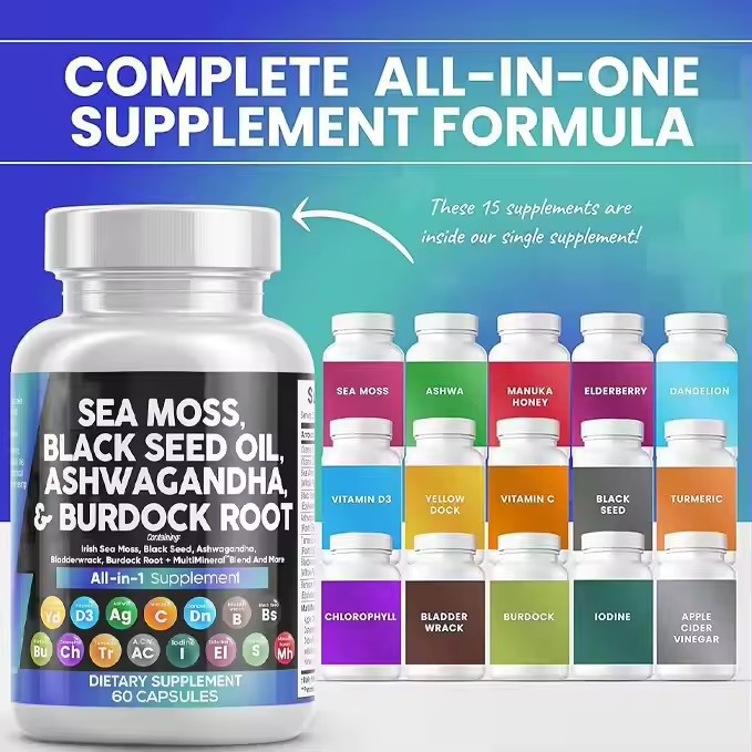 Black Seed Oil And Ashwagandha Supplement Sea Moss Capsules